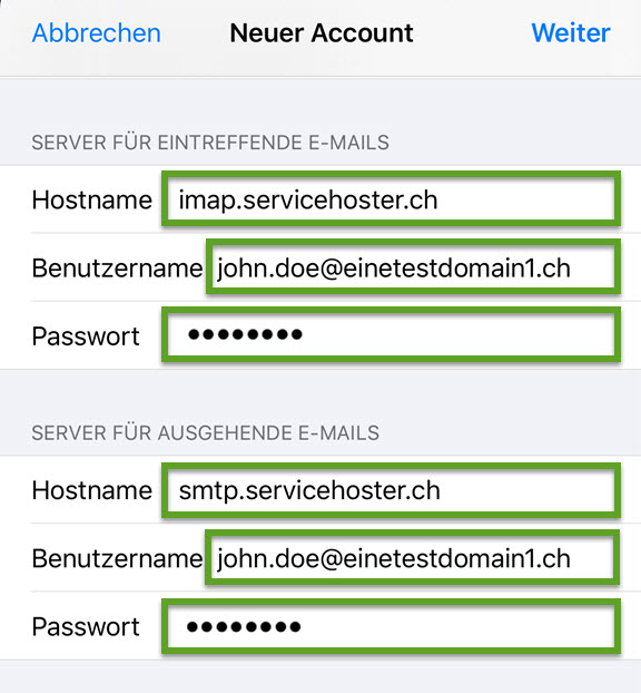 iPhone Einstellungen: Neuer Account